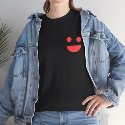 T-Shirt — “SMILE” Small Miracles In Life Exist Back Print, Minimal Smile Front