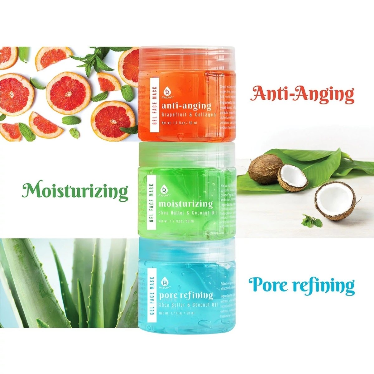 3 Pack Facial Therapy Gel Face Mask With Mask Applicator - DCCXIV.store