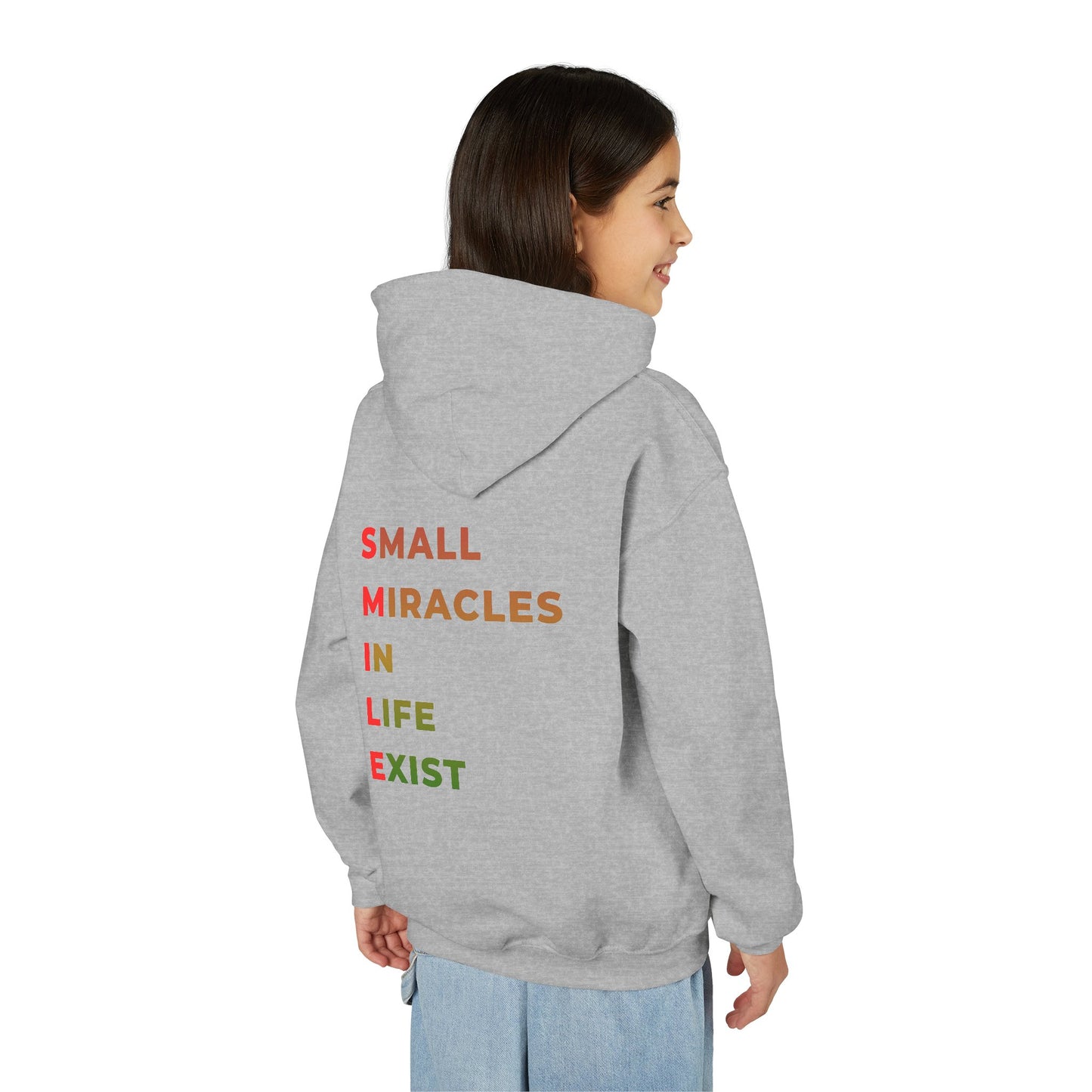 Youth Hoodie - 'Smile: Small Miracles In Life Exist' Positive Graphic Hoodie