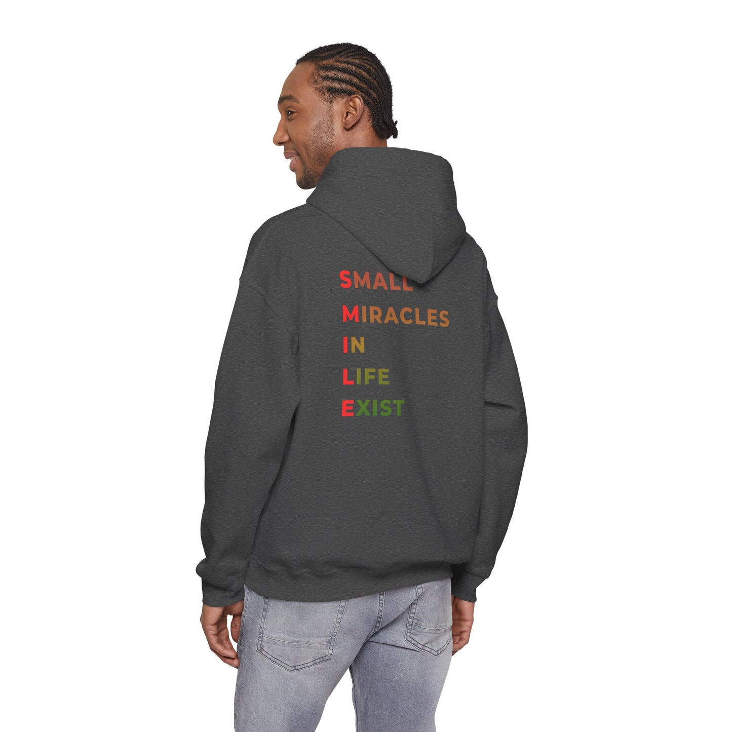 Hoodie — 'Small Miracles In Life Exist' Minimal Smiley Pullover