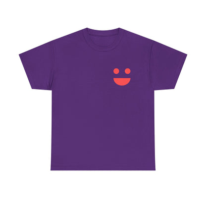 T-Shirt — “SMILE” Small Miracles In Life Exist Back Print, Minimal Smile Front