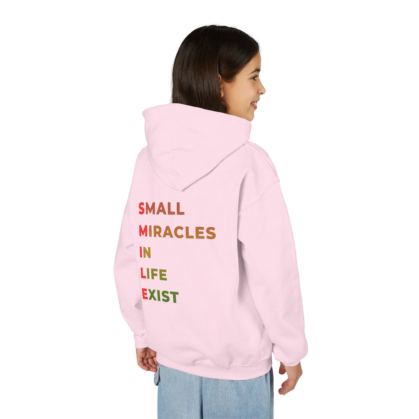 Youth Hoodie - 'Smile: Small Miracles In Life Exist' Positive Graphic Hoodie