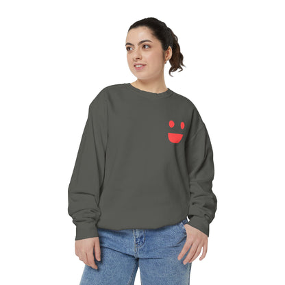 Sweatshirt — 'Small Miracles in Life Exist' Colorblock Smile Crewneck