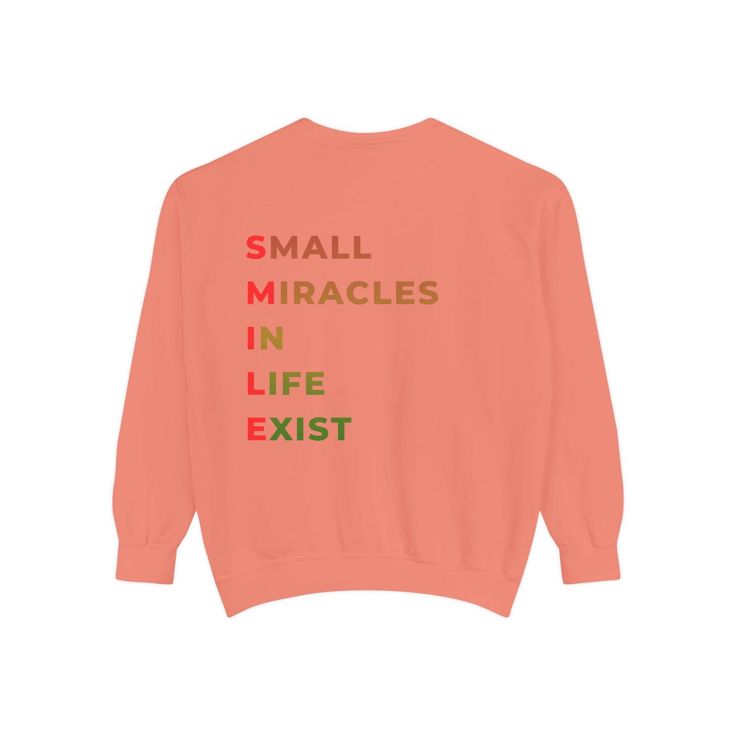 Sweatshirt — 'Small Miracles in Life Exist' Colorblock Smile Crewneck