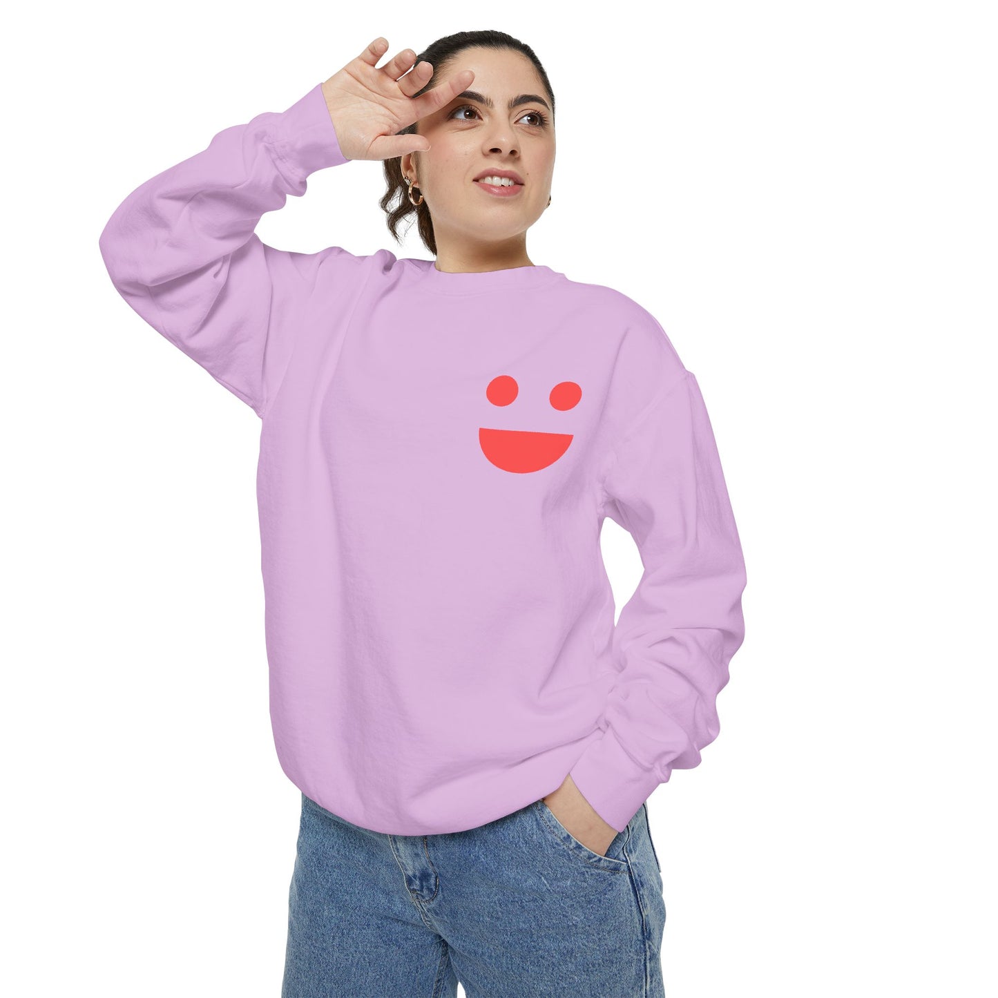 Sweatshirt — 'Small Miracles in Life Exist' Colorblock Smile Crewneck
