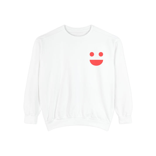Sweatshirt — 'Small Miracles in Life Exist' Colorblock Smile Crewneck