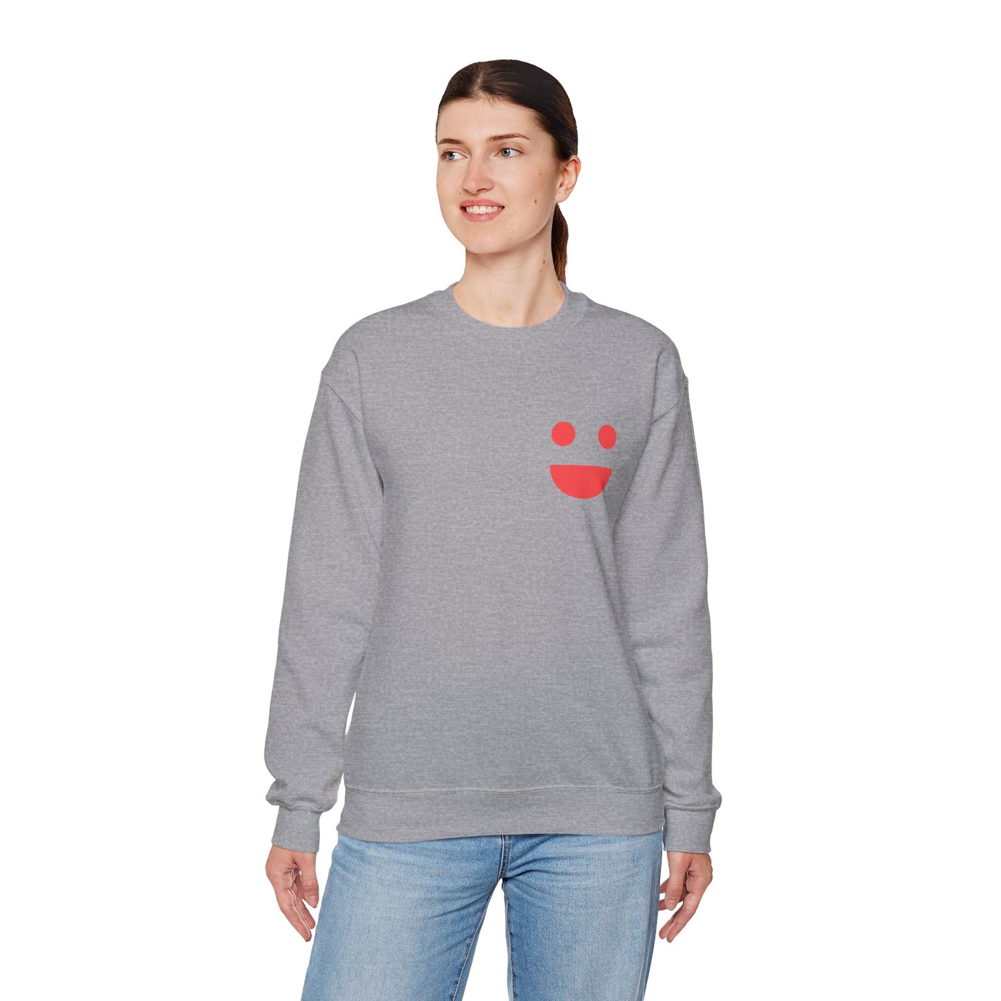 Crewneck Sweatshirt — "SMILE" Colorblock Back Print (Small Miracles In Life Exist)