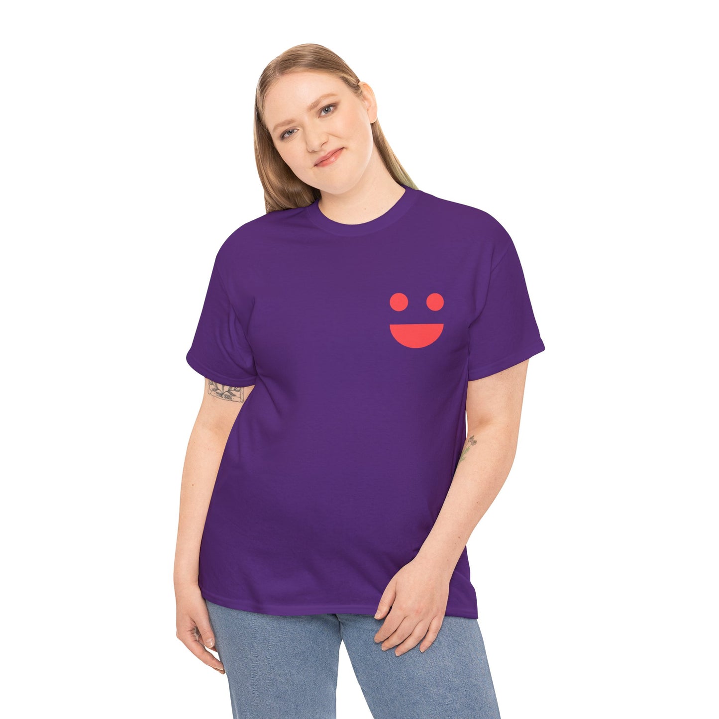 T-Shirt — “SMILE” Small Miracles In Life Exist Back Print, Minimal Smile Front