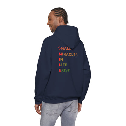 Hoodie — 'Small Miracles In Life Exist' Minimal Smiley Pullover
