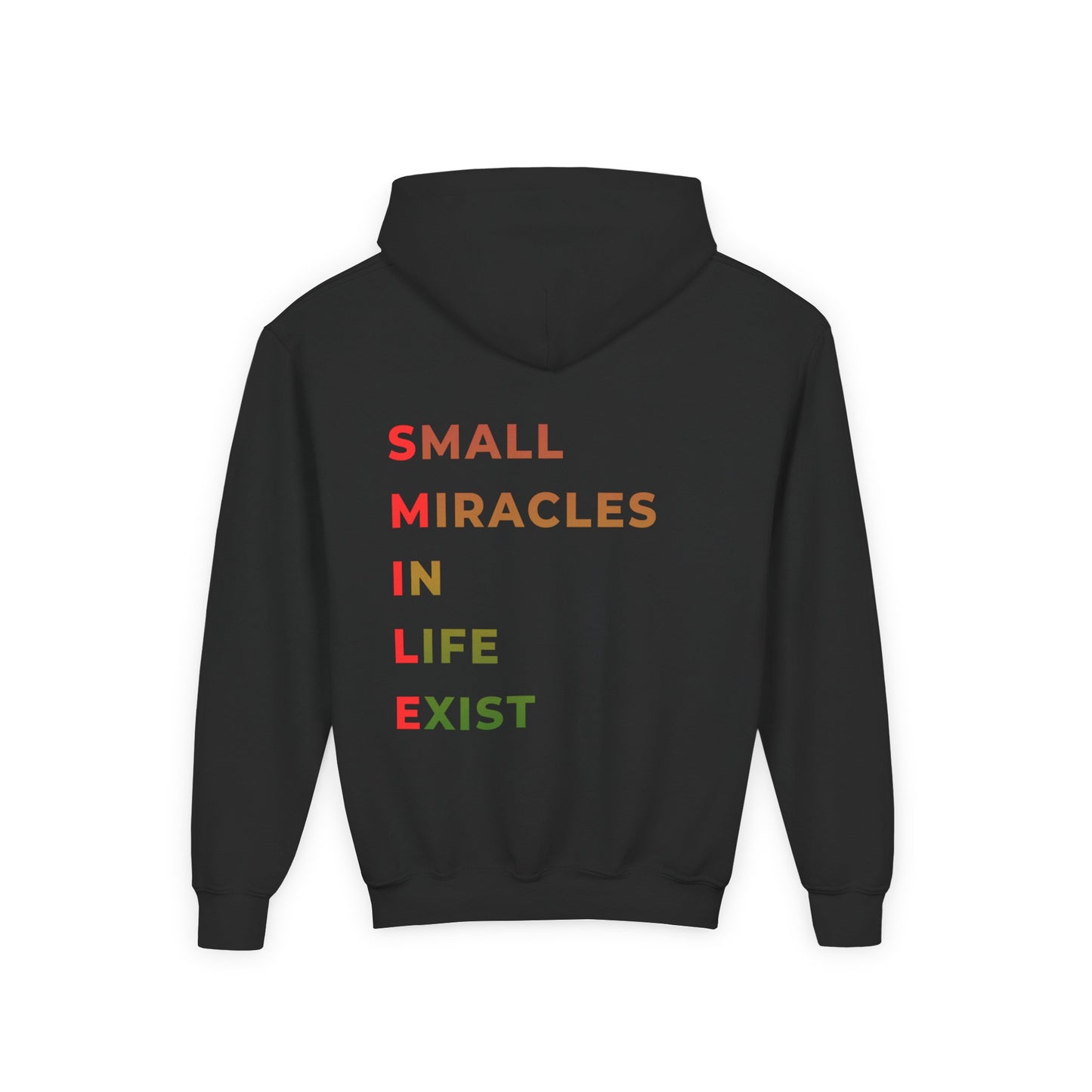 Youth Hoodie - 'Smile: Small Miracles In Life Exist' Positive Graphic Hoodie