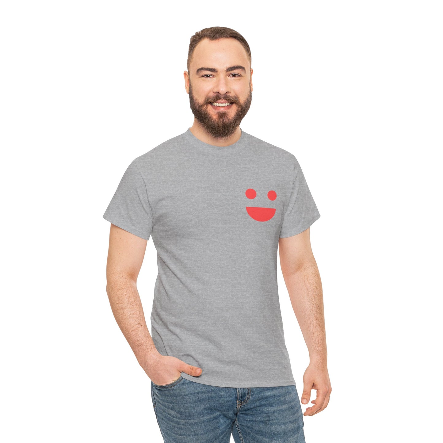 T-Shirt — “SMILE” Small Miracles In Life Exist Back Print, Minimal Smile Front