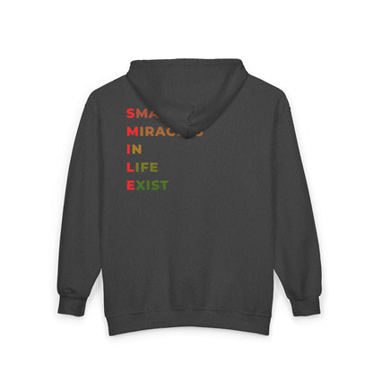 Small Miracles Zip Hoodie — 'Small Miracles in Life Exist' Motivational Full‑Zip Sweatshirt