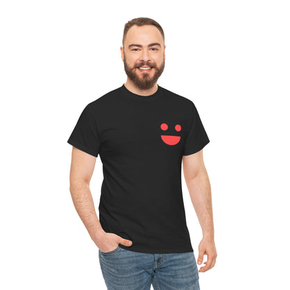 T-Shirt — “SMILE” Small Miracles In Life Exist Back Print, Minimal Smile Front