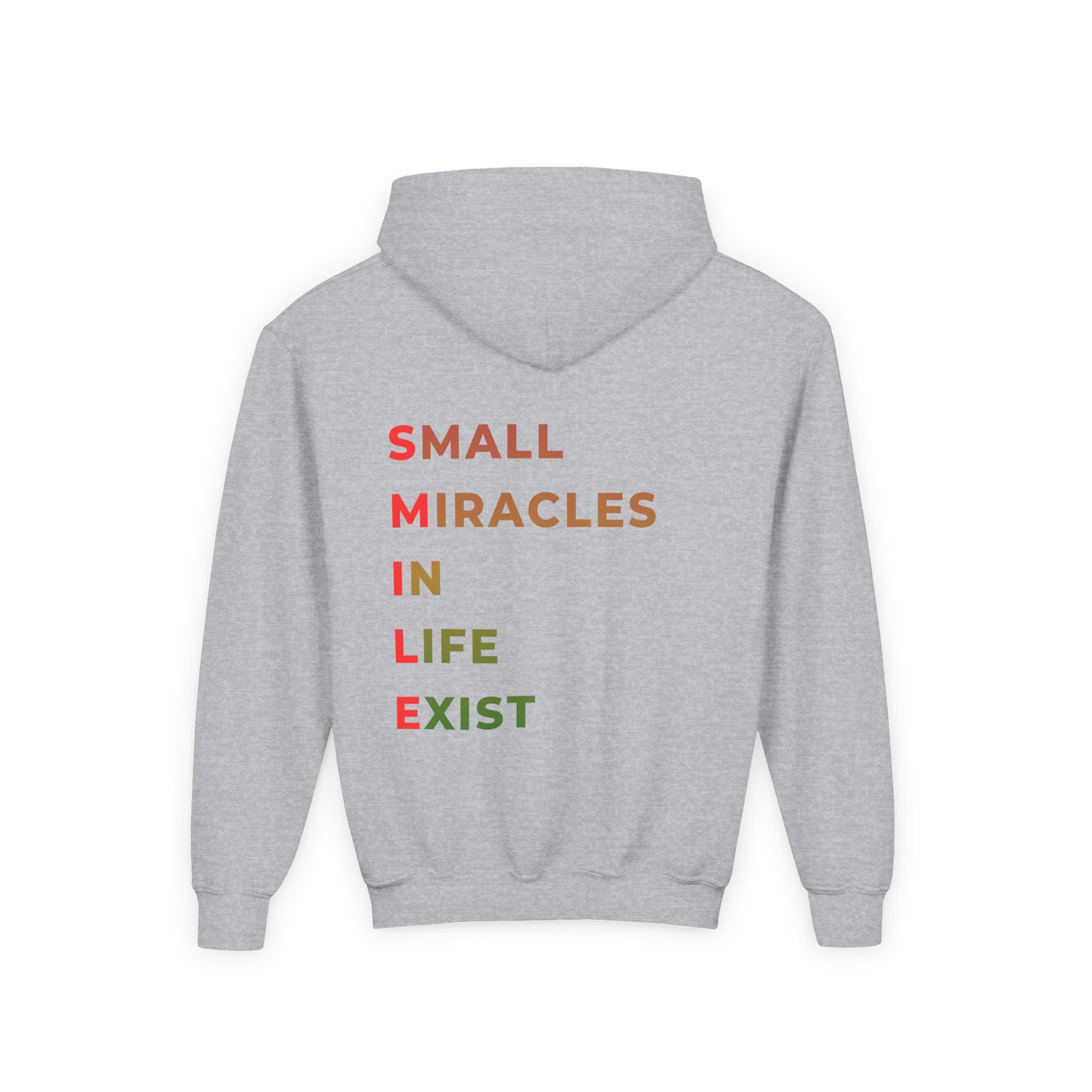 Youth Hoodie - 'Smile: Small Miracles In Life Exist' Positive Graphic Hoodie