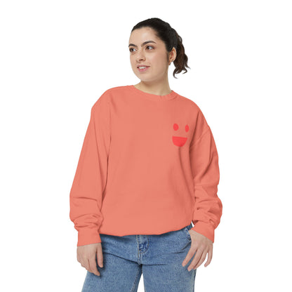 Sweatshirt — 'Small Miracles in Life Exist' Colorblock Smile Crewneck
