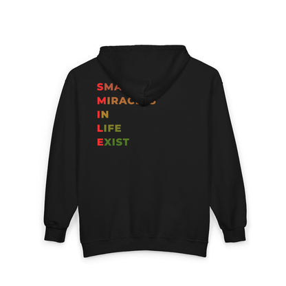 Small Miracles Zip Hoodie — 'Small Miracles in Life Exist' Motivational Full‑Zip Sweatshirt