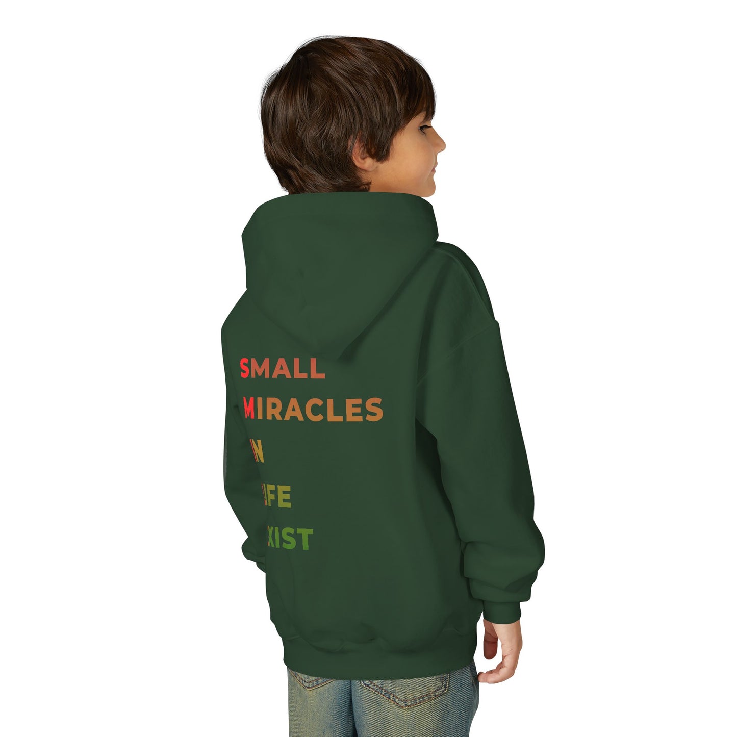 Youth Hoodie - 'Smile: Small Miracles In Life Exist' Positive Graphic Hoodie
