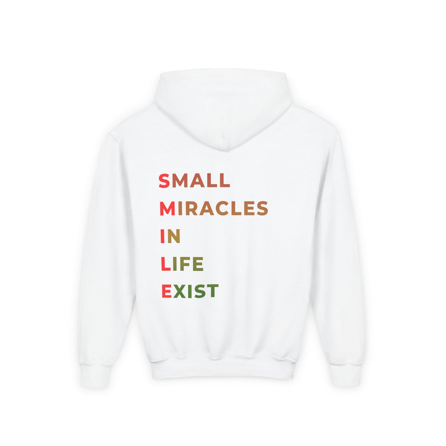 Youth Hoodie - 'Smile: Small Miracles In Life Exist' Positive Graphic Hoodie