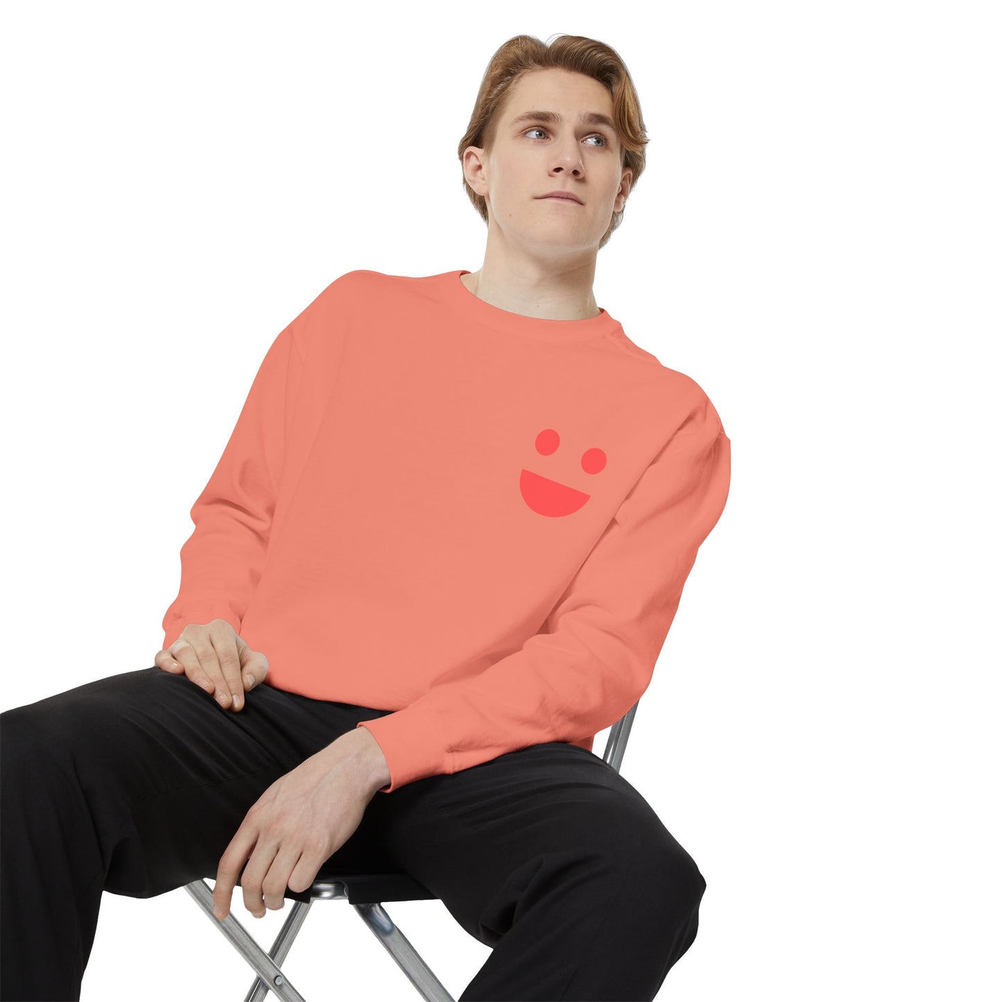 Sweatshirt — 'Small Miracles in Life Exist' Colorblock Smile Crewneck