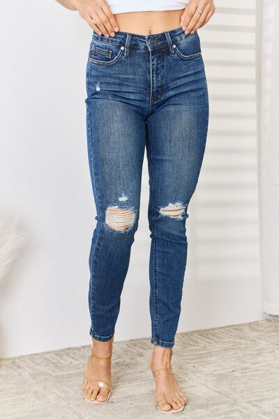 Judy Blue Full Size High Waist Distressed Slim Jeans - DCCXIV.storeBottoms