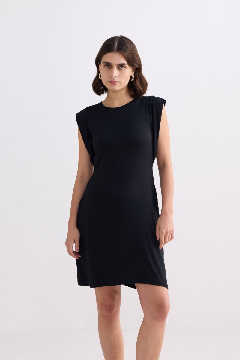 Muscle Tee Short Dress in Black - DCCXIV.store