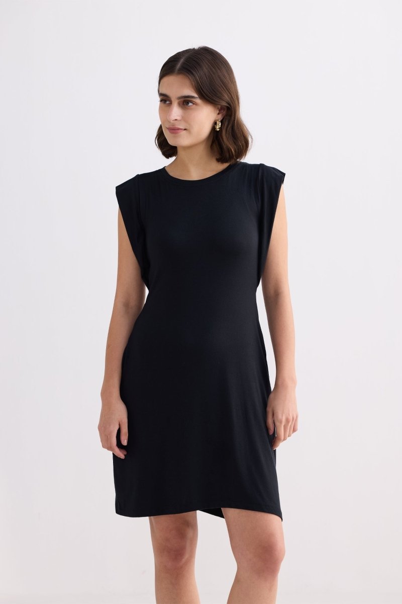 Muscle Tee Short Dress in Black - DCCXIV.store
