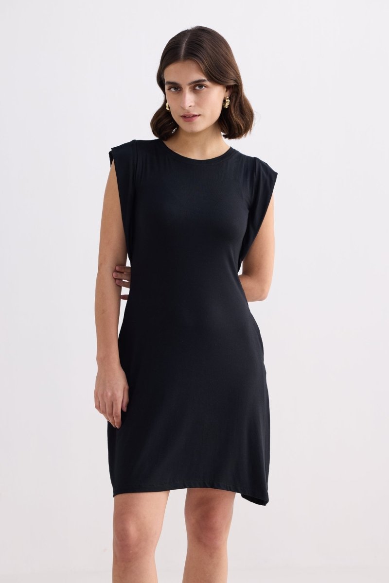 Muscle Tee Short Dress in Black - DCCXIV.store
