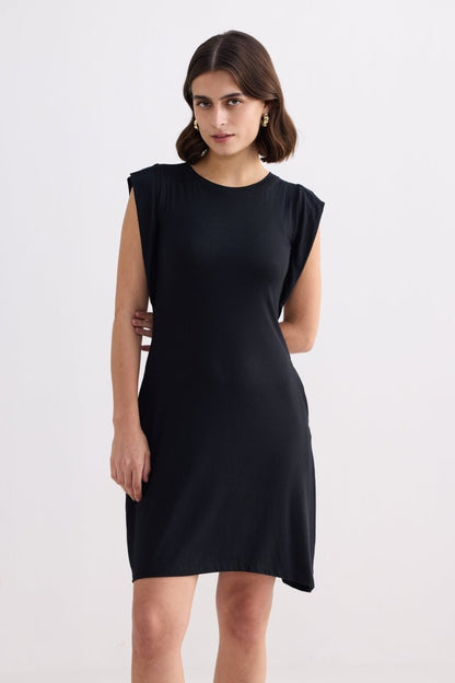 Muscle Tee Short Dress in Black - DCCXIV.store