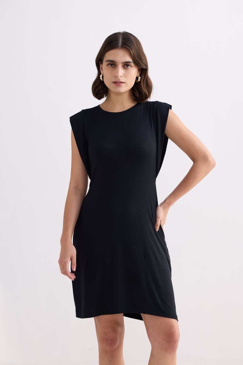 Muscle Tee Short Dress in Black - DCCXIV.store