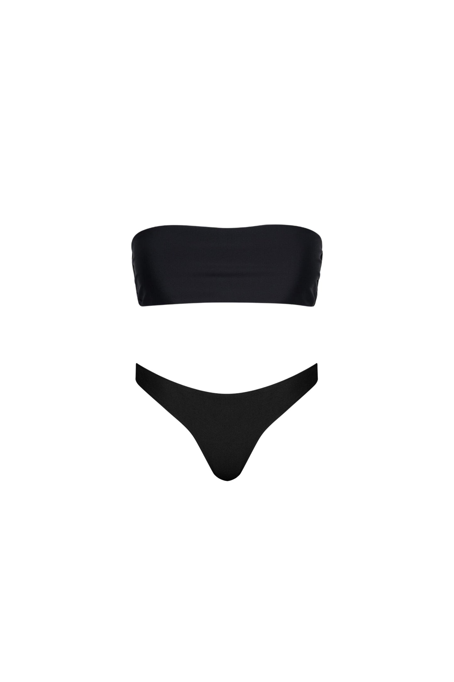 Santorini Seamless Bandeau Bikini Set Black