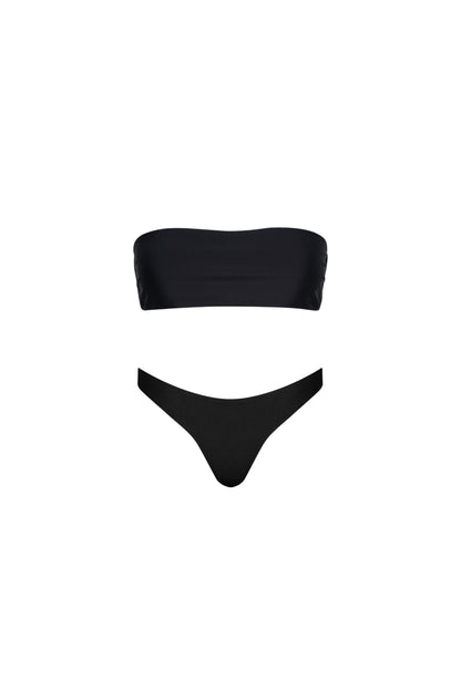 Santorini Seamless Bandeau Bikini Set Black