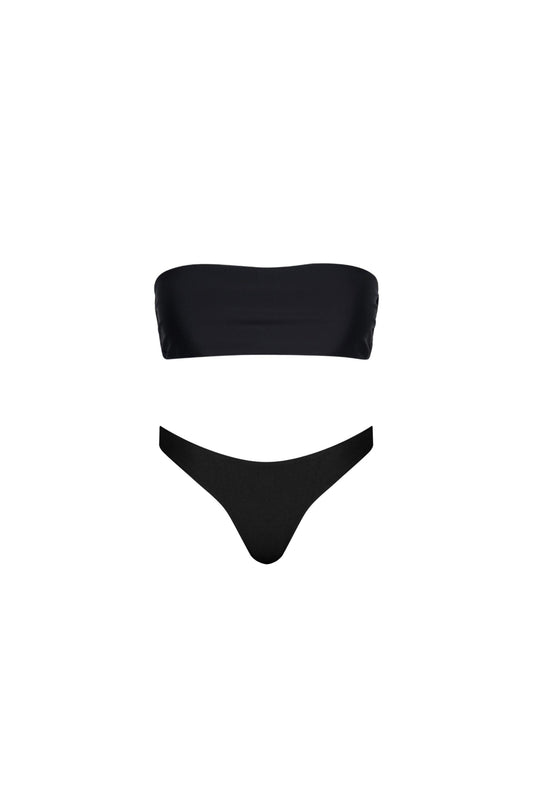 Santorini Seamless Bandeau Bikini Set Black