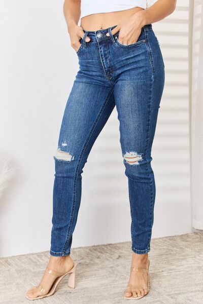 Judy Blue Full Size High Waist Distressed Slim Jeans - DCCXIV.storeBottoms