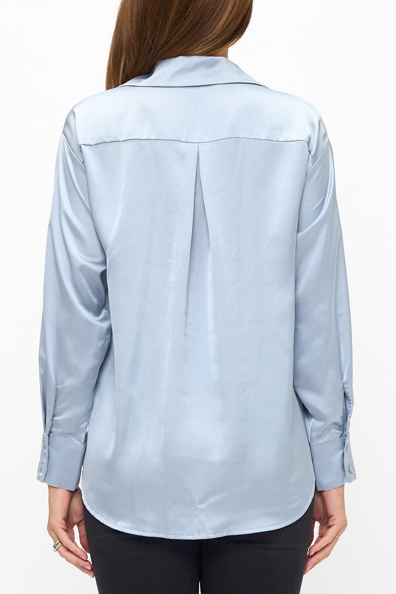 Satin Shirt With Long Sleeves and Front Closure - DCCXIV.storeTops