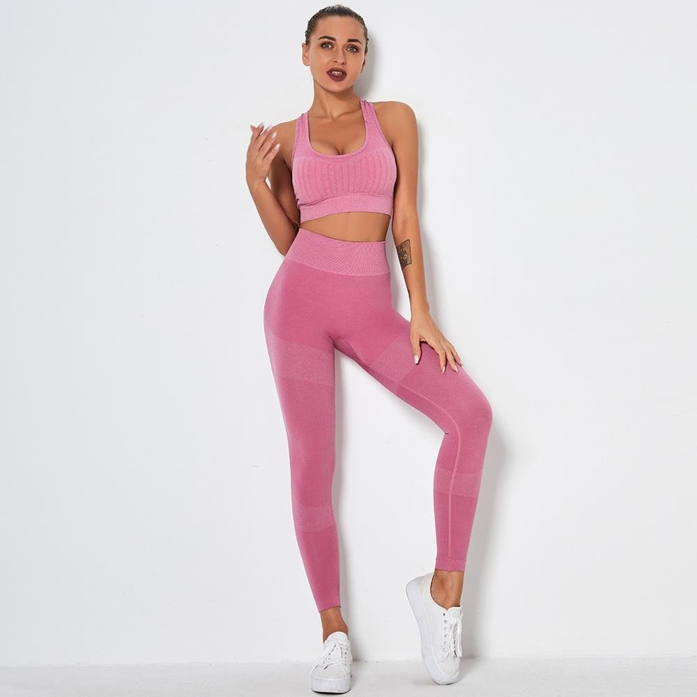 Seamless Yoga Fitness Set Women Sportswear Tank Bra Crop Top Leggings Pants Workout Clothes Gym Clothing 2 Piece Yoga Tracksuit - DCCXIV.storen/a